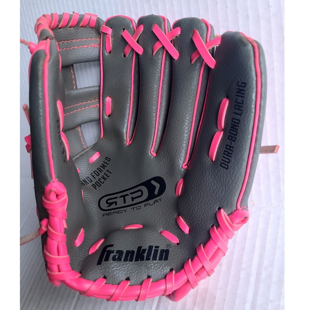 9.5" Kids Baseball Glove Left Handed Right Hand‎ Throw 22703 PINK Grey Franklin